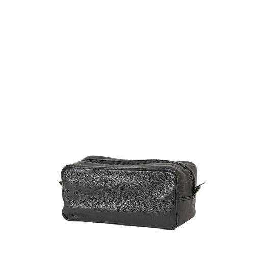 Città Marlo Leather Wash Bag Black Large