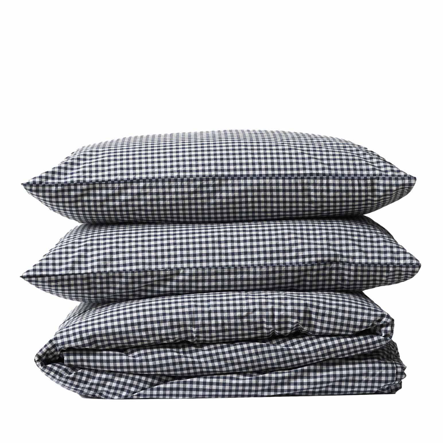 Città Gingham Organic Cotton Duvet Cover Navy King