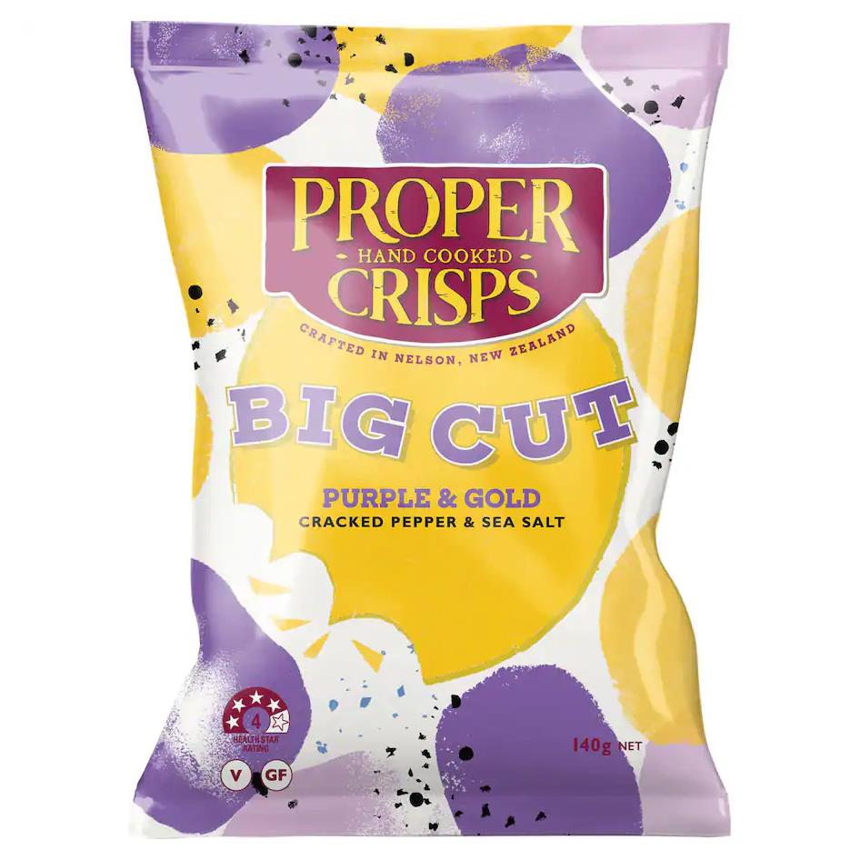 Proper Crisps Big Cut Purple & Gold Cracked Pepper & Sea Salt 140g