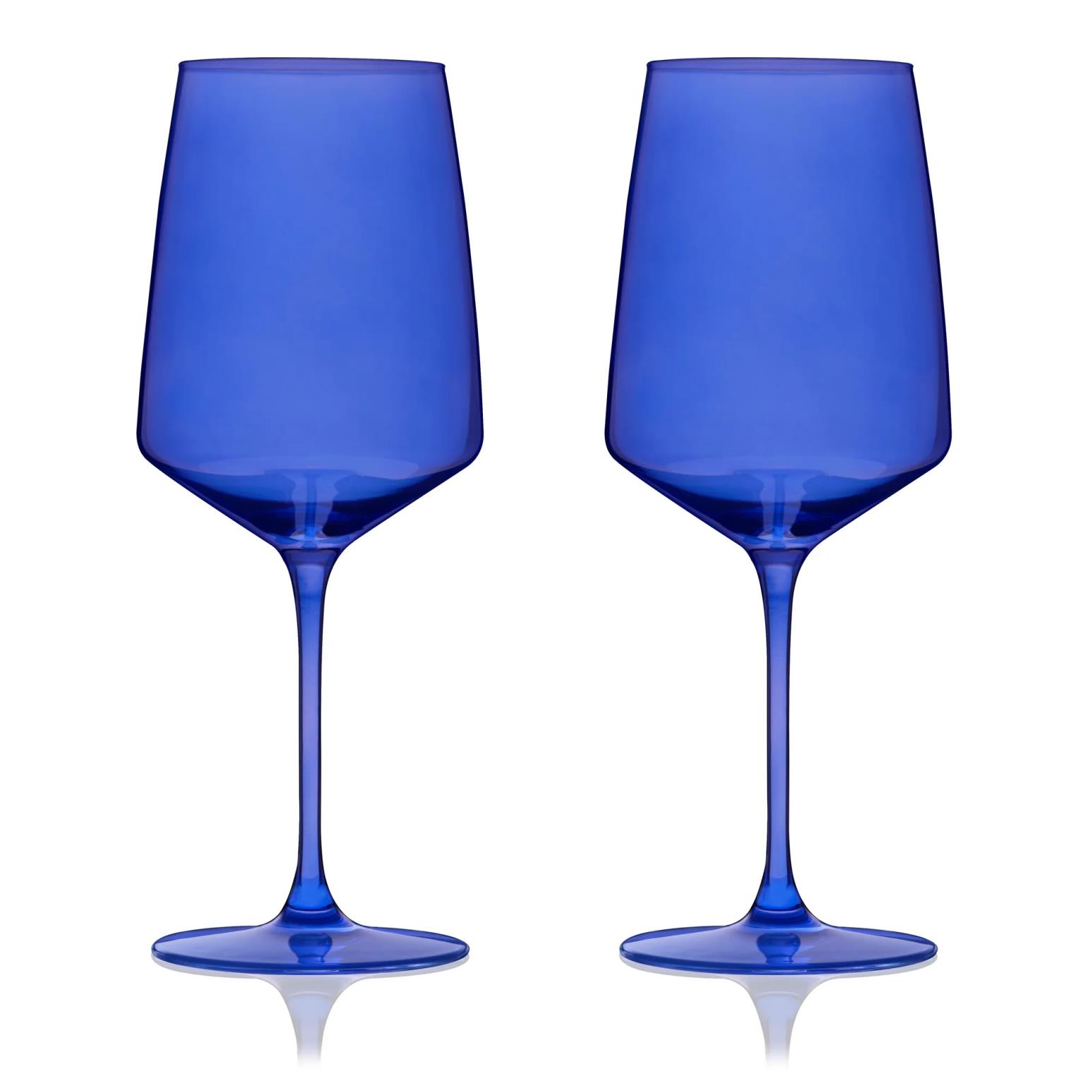 Reserve Nouveau Crystal Wine Glasses In Cobalt By Viski Set Of 2