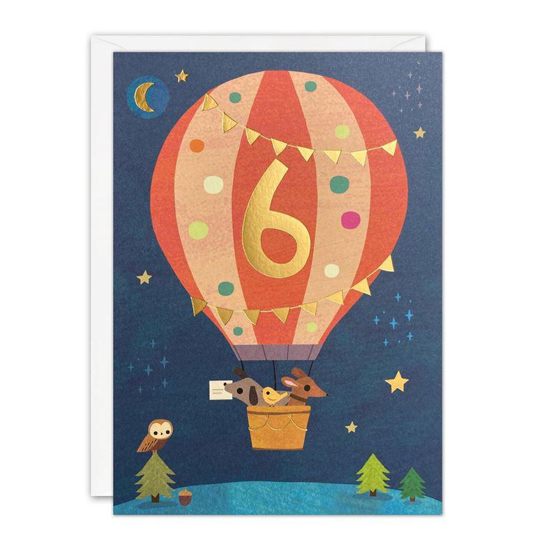 Age 6 Balloon Acorns Card