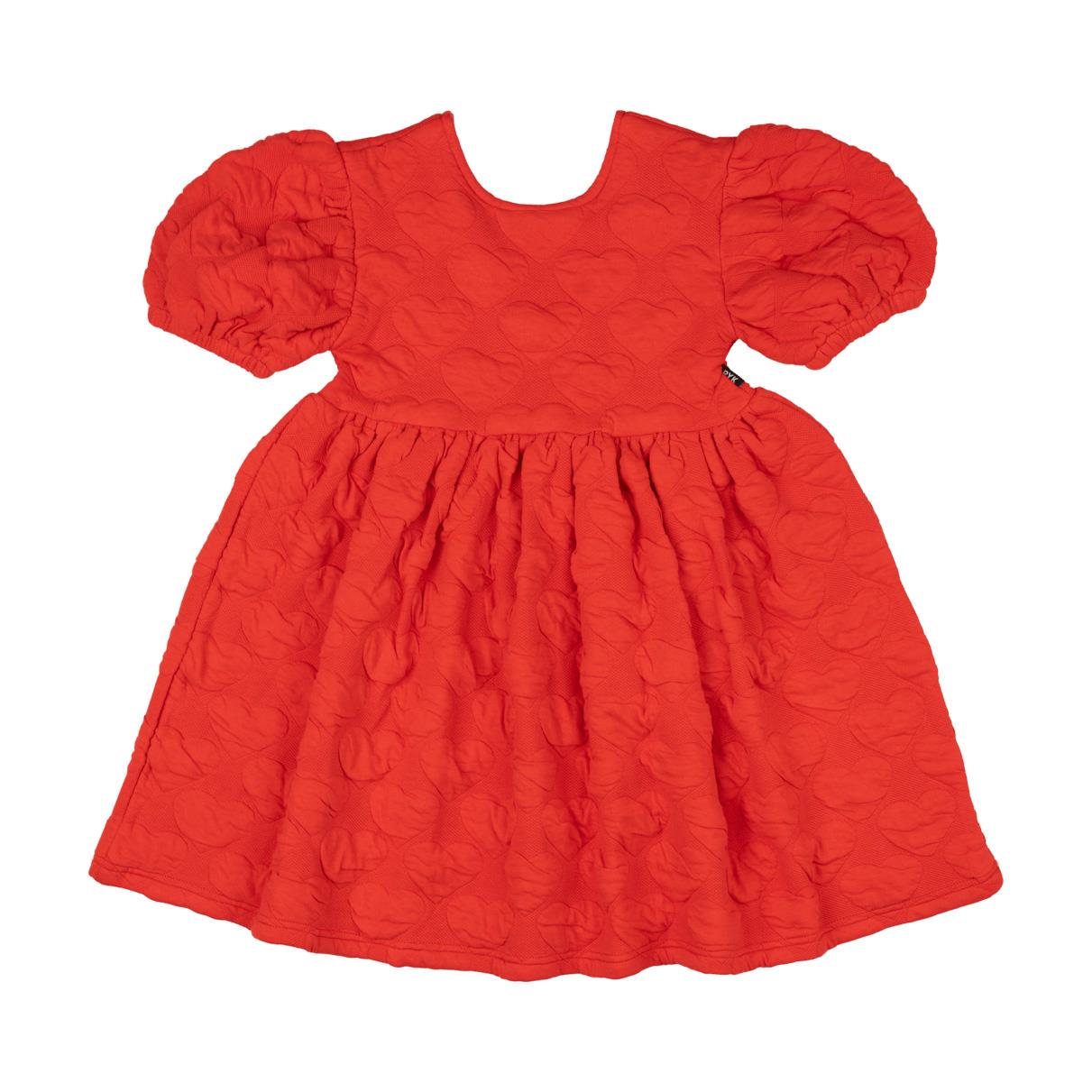 Rock Your Baby Red Heart Puff Sleeve Dress