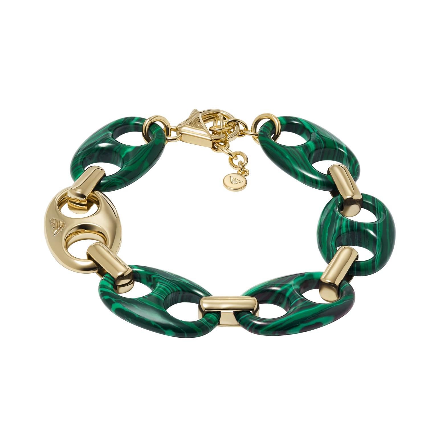 Emporio Armani Green Reconstituted Malachite Chain Bracelet