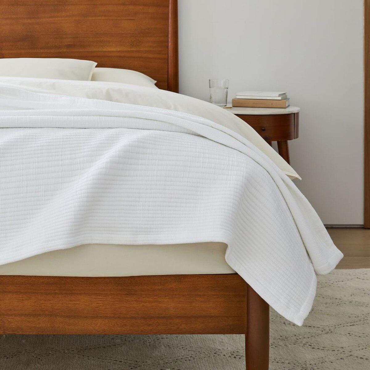 West Elm Ribbed Blanket White