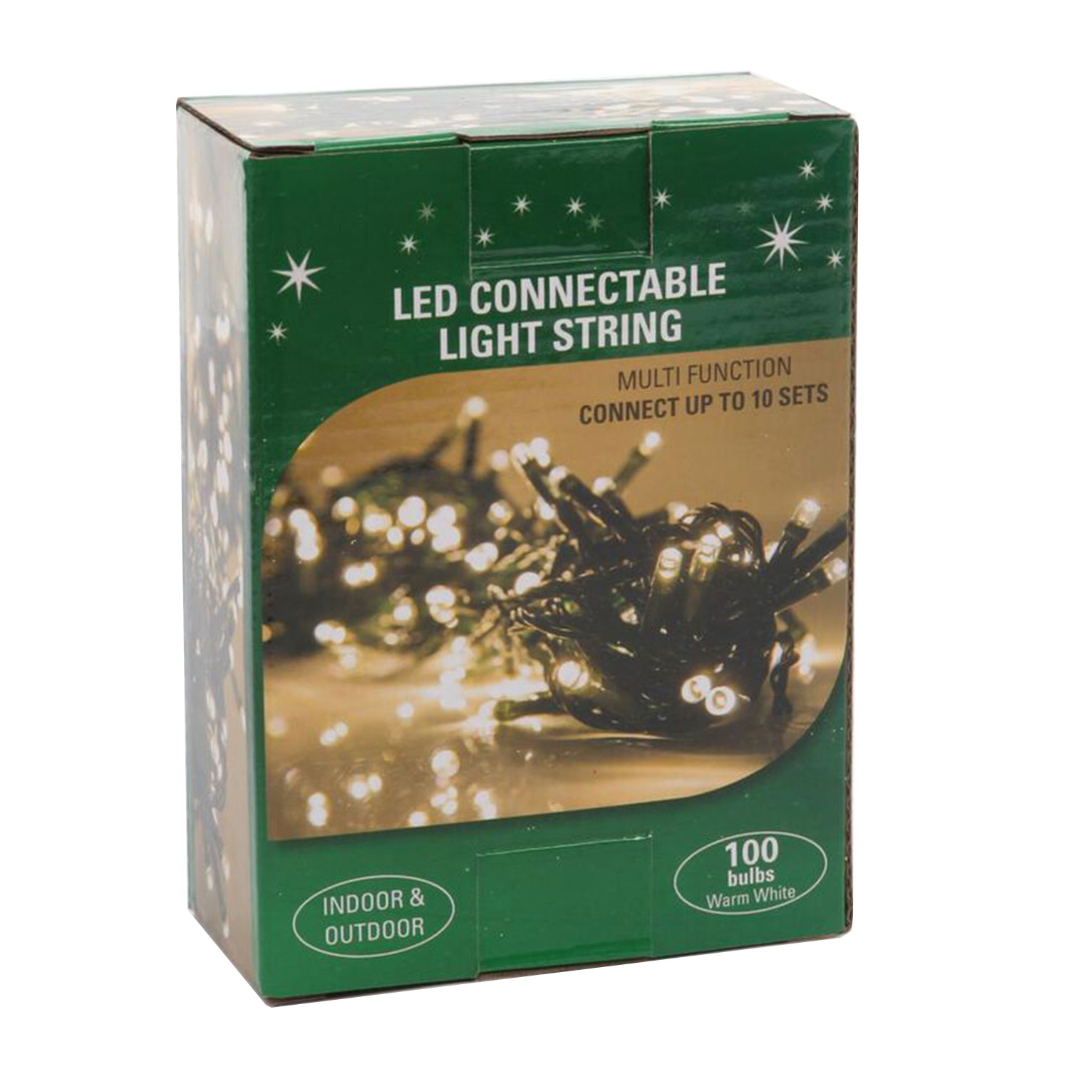 In/Outdoor String 100 Warm White Lights Connectable Enclosed