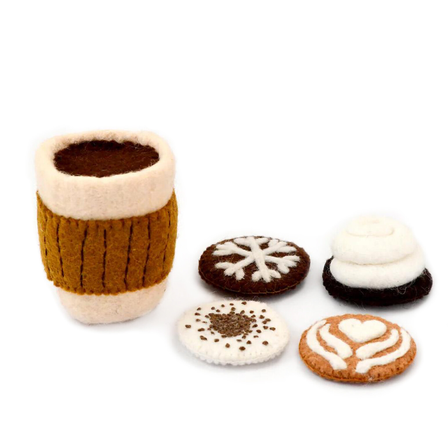 Tara Treasures Felt Coffee Cup with Interchangeable Toppings