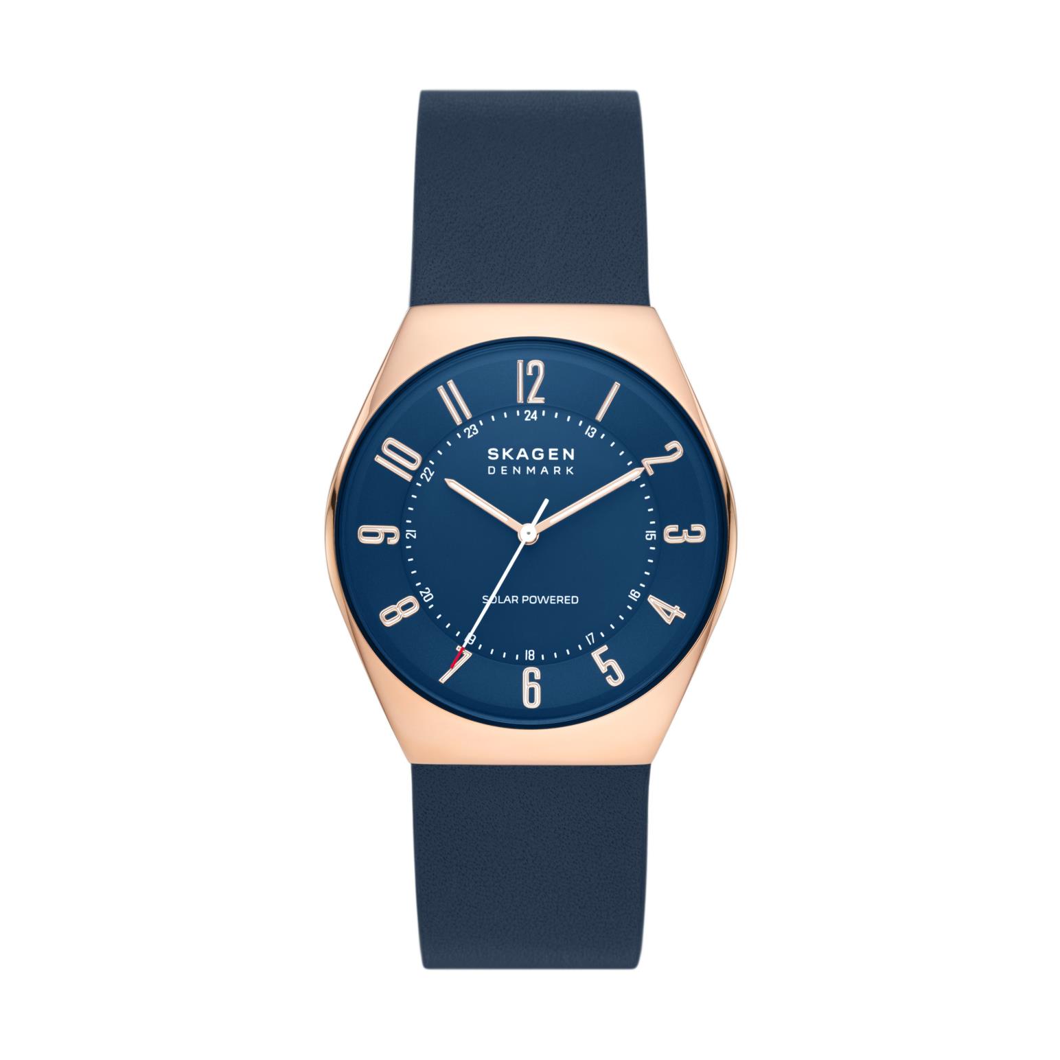 Skagen Grenen Solar-Powered Ocean Blue Leather Watch SKW6834