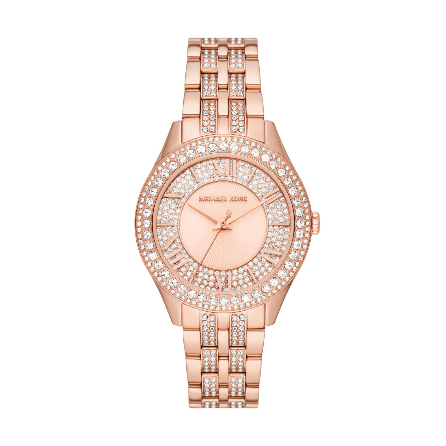 Michael Kors Harlowe Pave' Rose Gold-Tone Watch