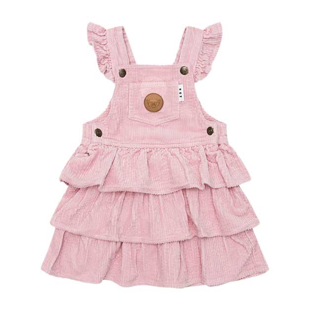 Huxbaby Blush Cord Tiered Overall Dress 1-2Y