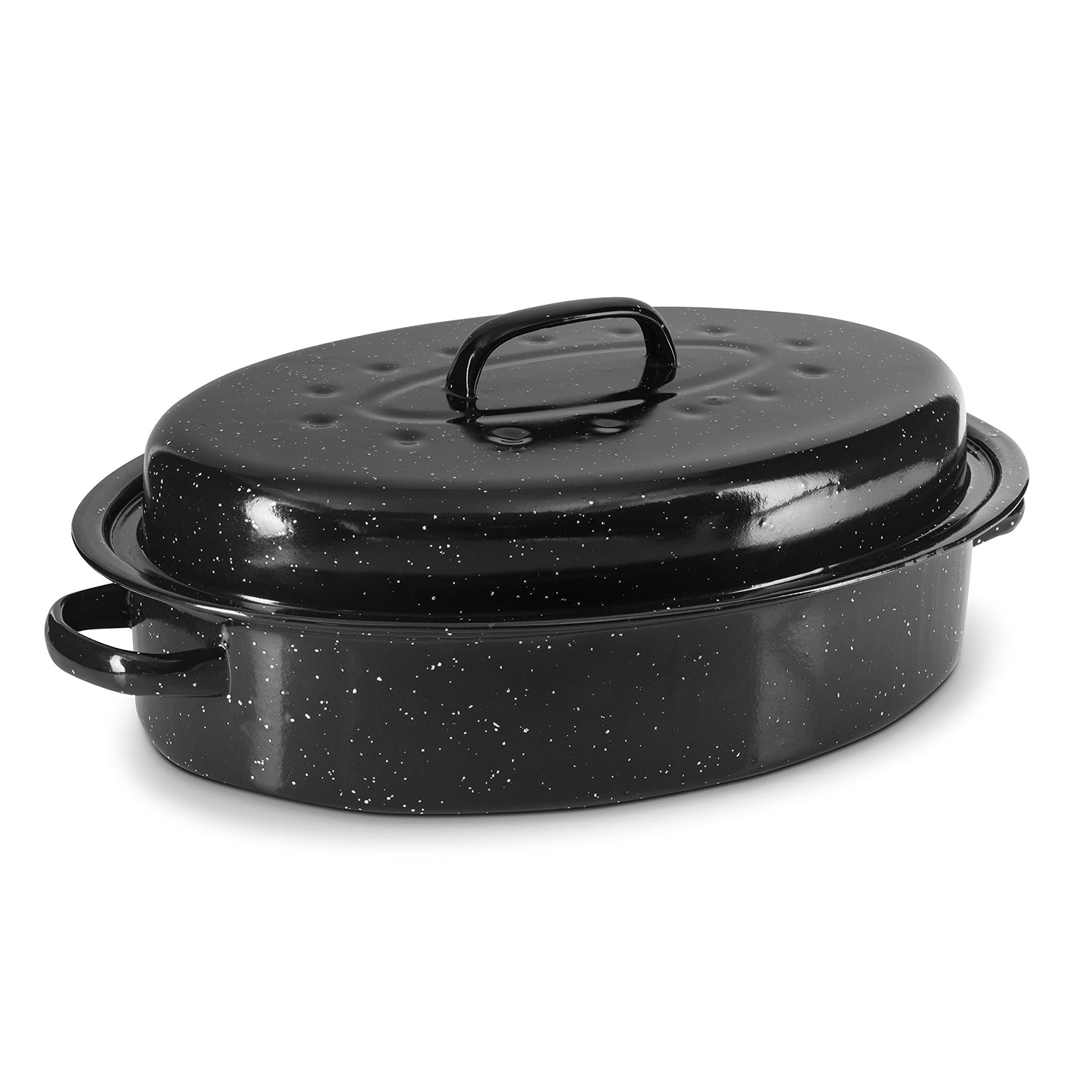 Di Antonio Oval Covered Roaster Enamel On Carbon Steel Black 4L