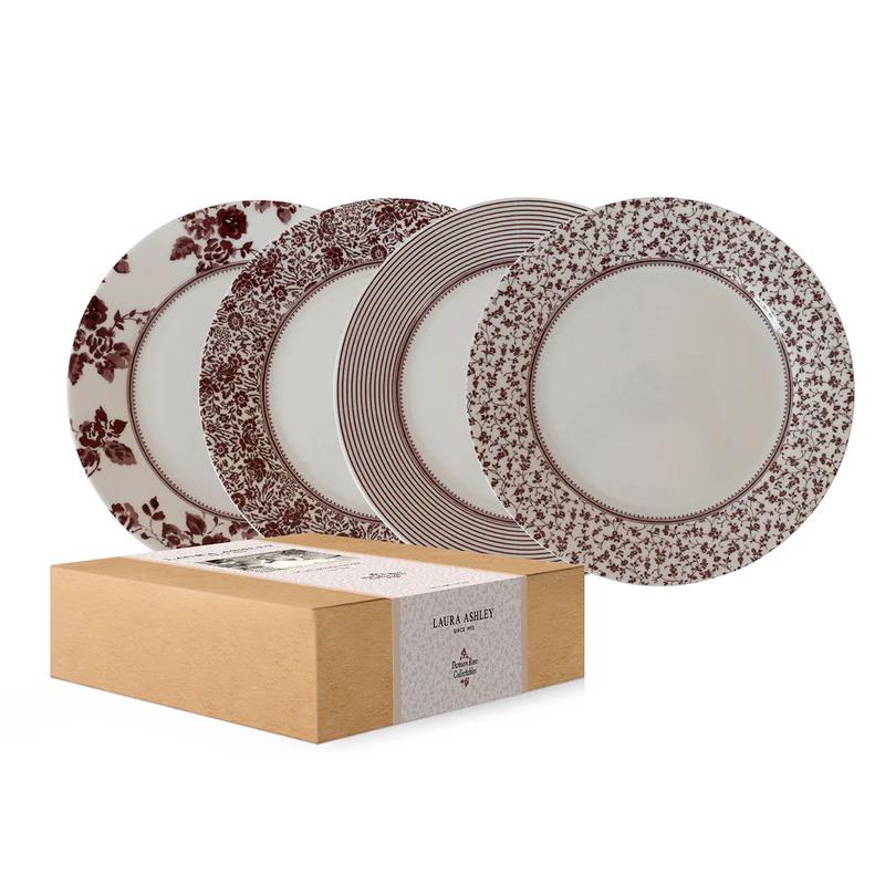 Laura Ashley Damson Limited Edition Set/4 Plates In Giftbox