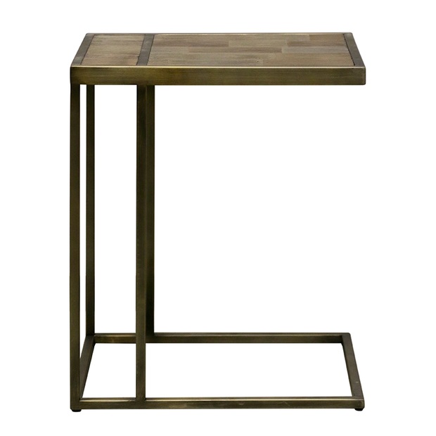 CC Interiors Cairo L Shape Sofa Table In Natural & Antique Brass