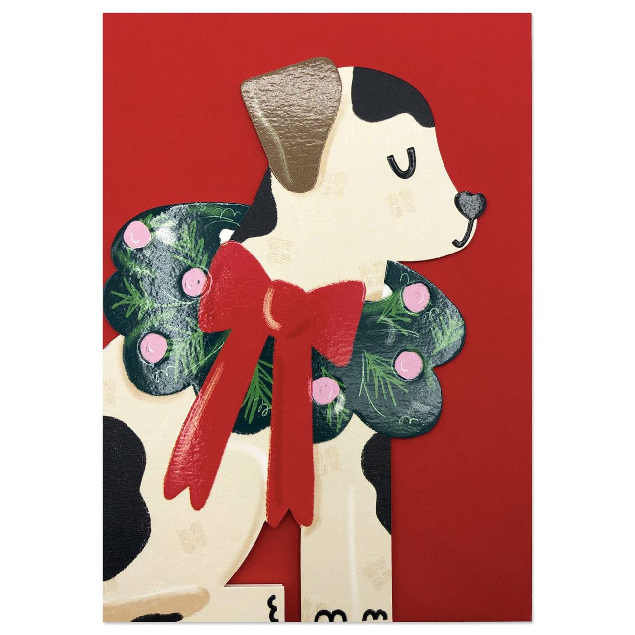 Die Cut Dog with Wreath Collar Card