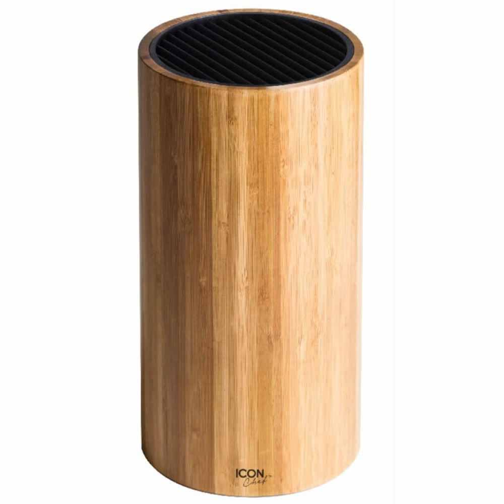 Icon Chef Universal Knife Block Round Bamboo