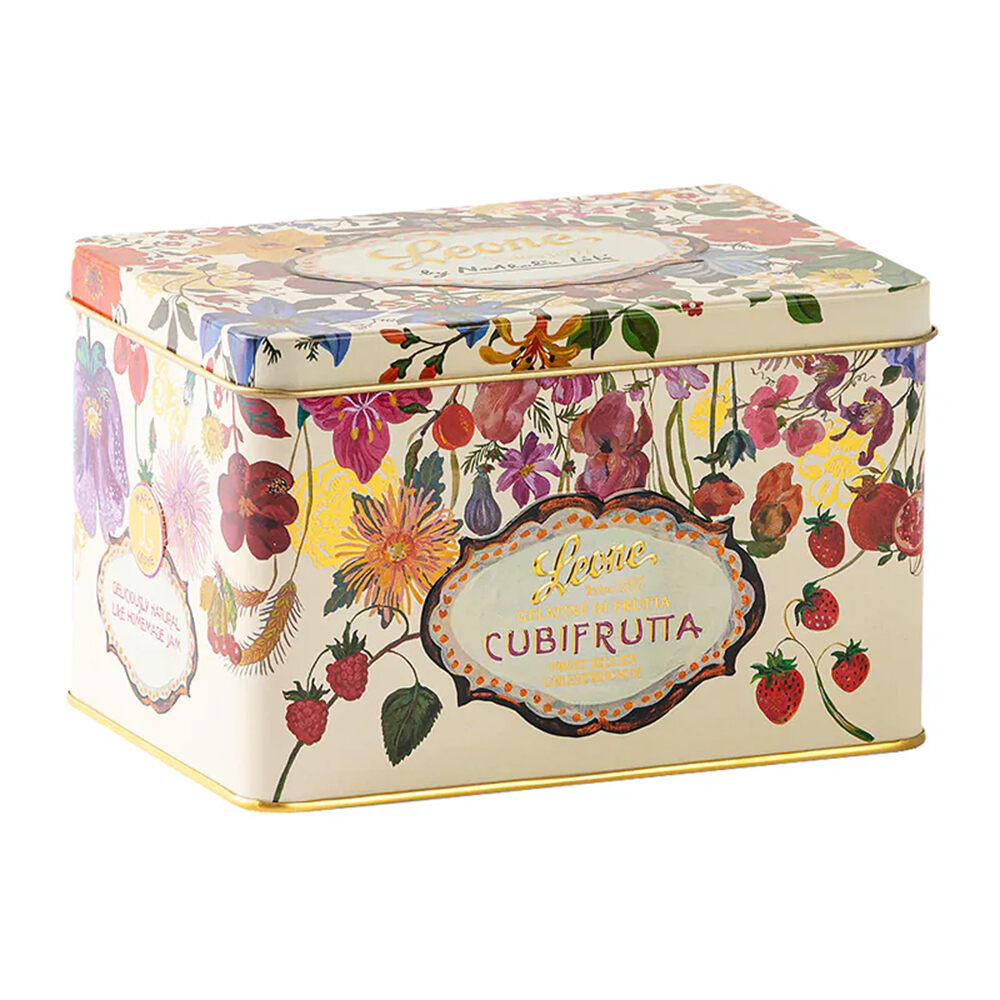 Leone Cubifrutta Fruit Jellies in Nathalie Lété Floral Tin 200g