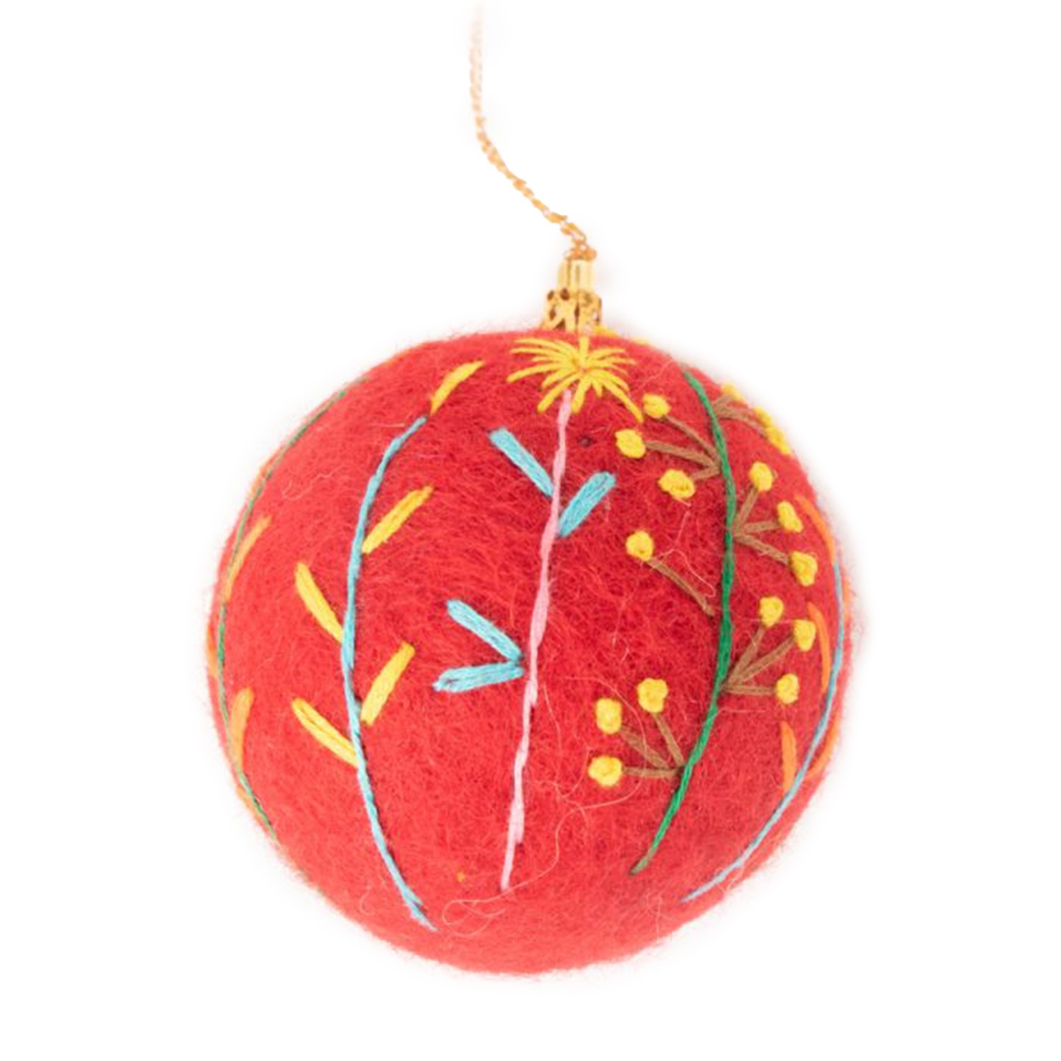 Trade Aid Red Floral Felt Bauble