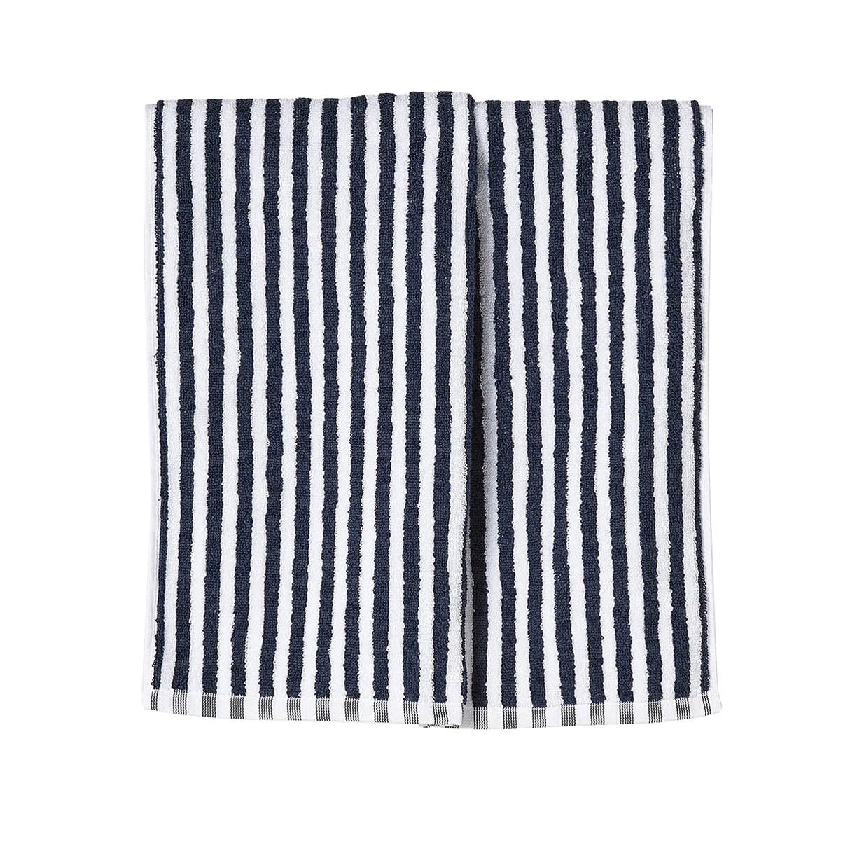 Città Wide Stripe Cotton Hand Towel Navy/White  - 45x75cm