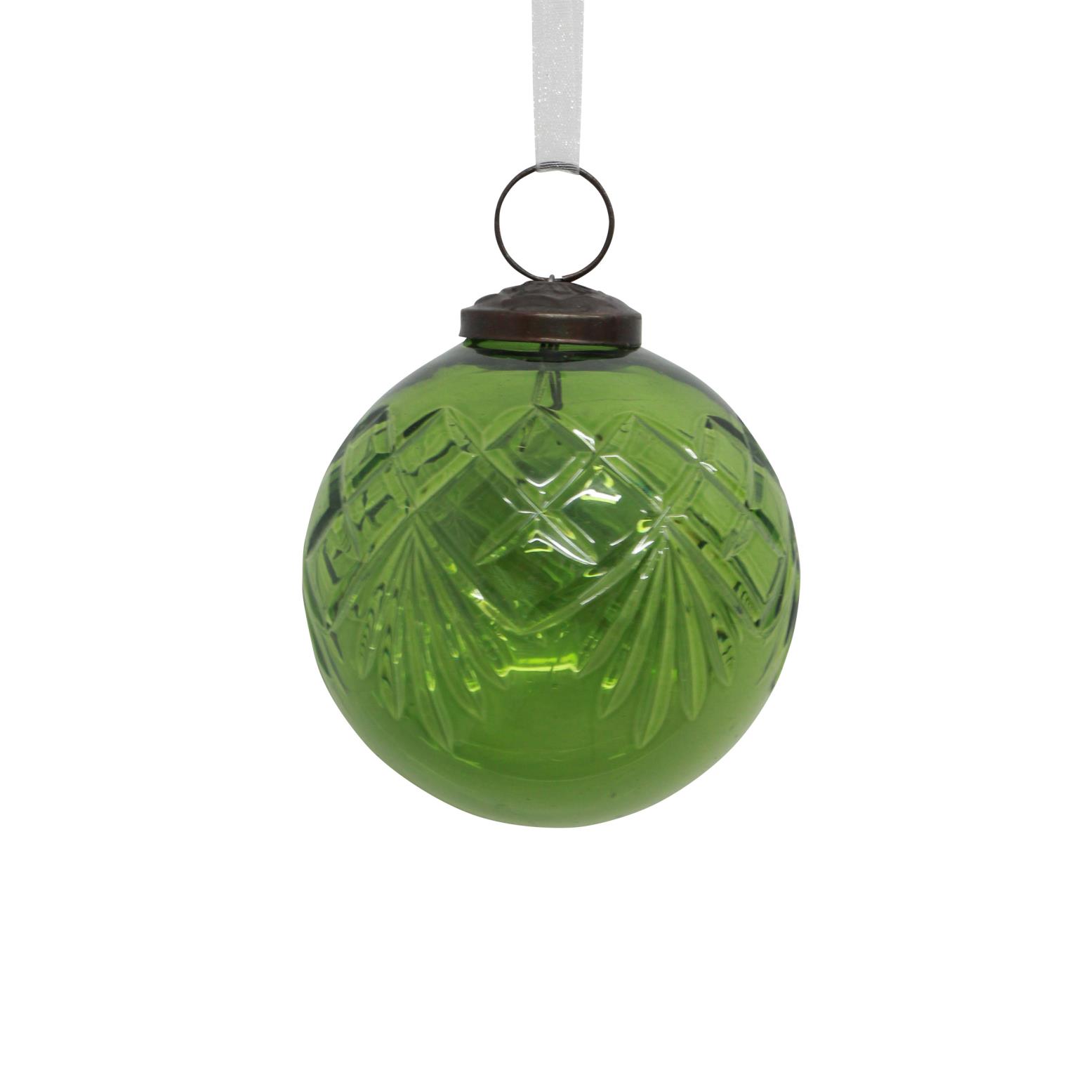 French Country Cut Glass Bauble Green