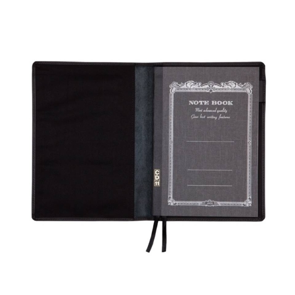 A6 Notebook With Leather Jacket-Black