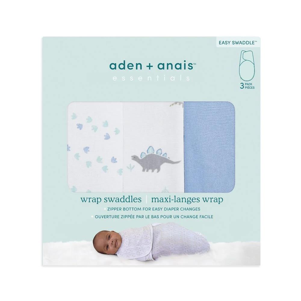 Aden + Anais Dino Rama 4-6 Months - 3 Pack Wrap Swaddles