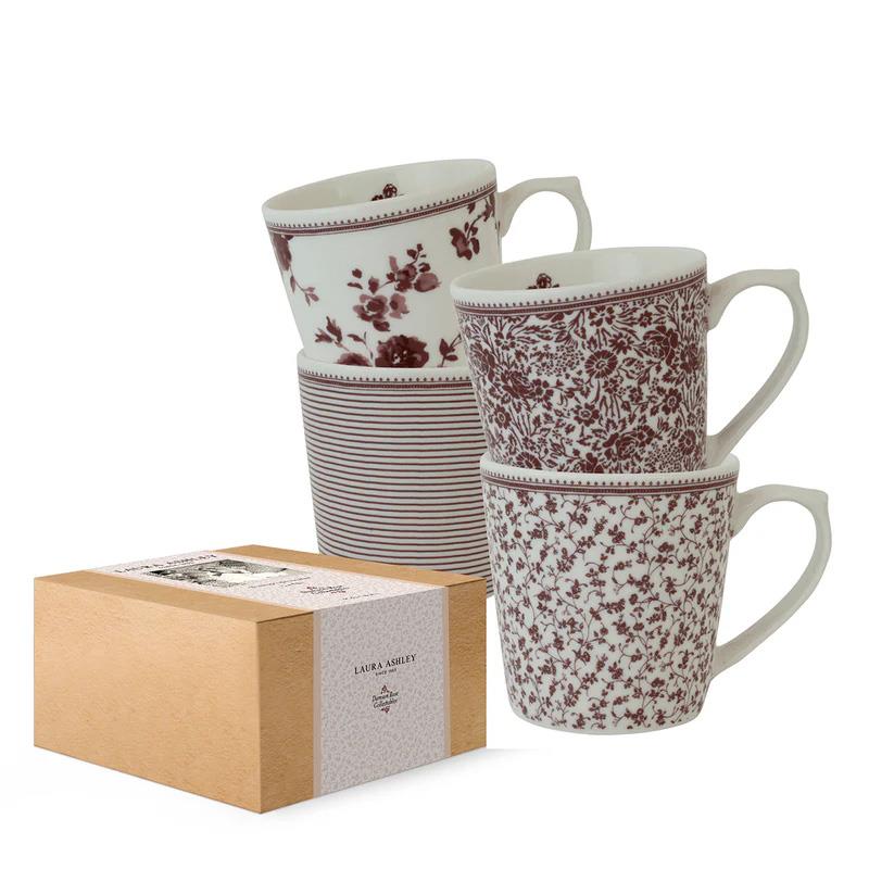 Laura Ashley Damson Limited Edition Set/4 Mugs In Giftbox