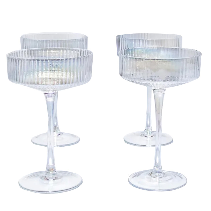 Home Lab Ribbed Cocktail Glasses Iridescent Set Of 4