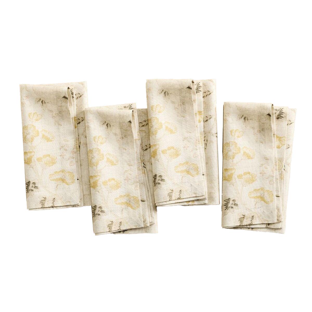 Pottery Barn Vintage Islands Organic Printed Napkin Set Of 4