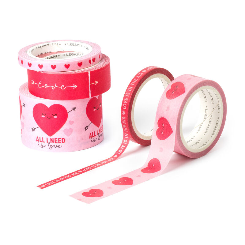 Legami Paper Sticky Tapes - Cute Heart Paper Set of 5