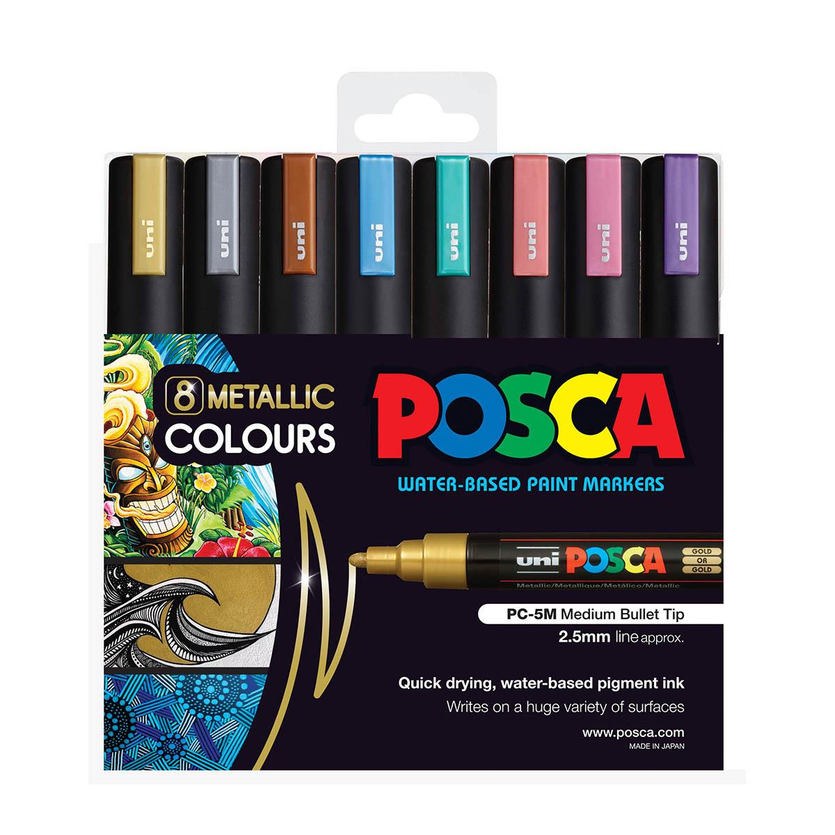 POSCA PC-5M Paint Marker 8 Piece Metallic Pack