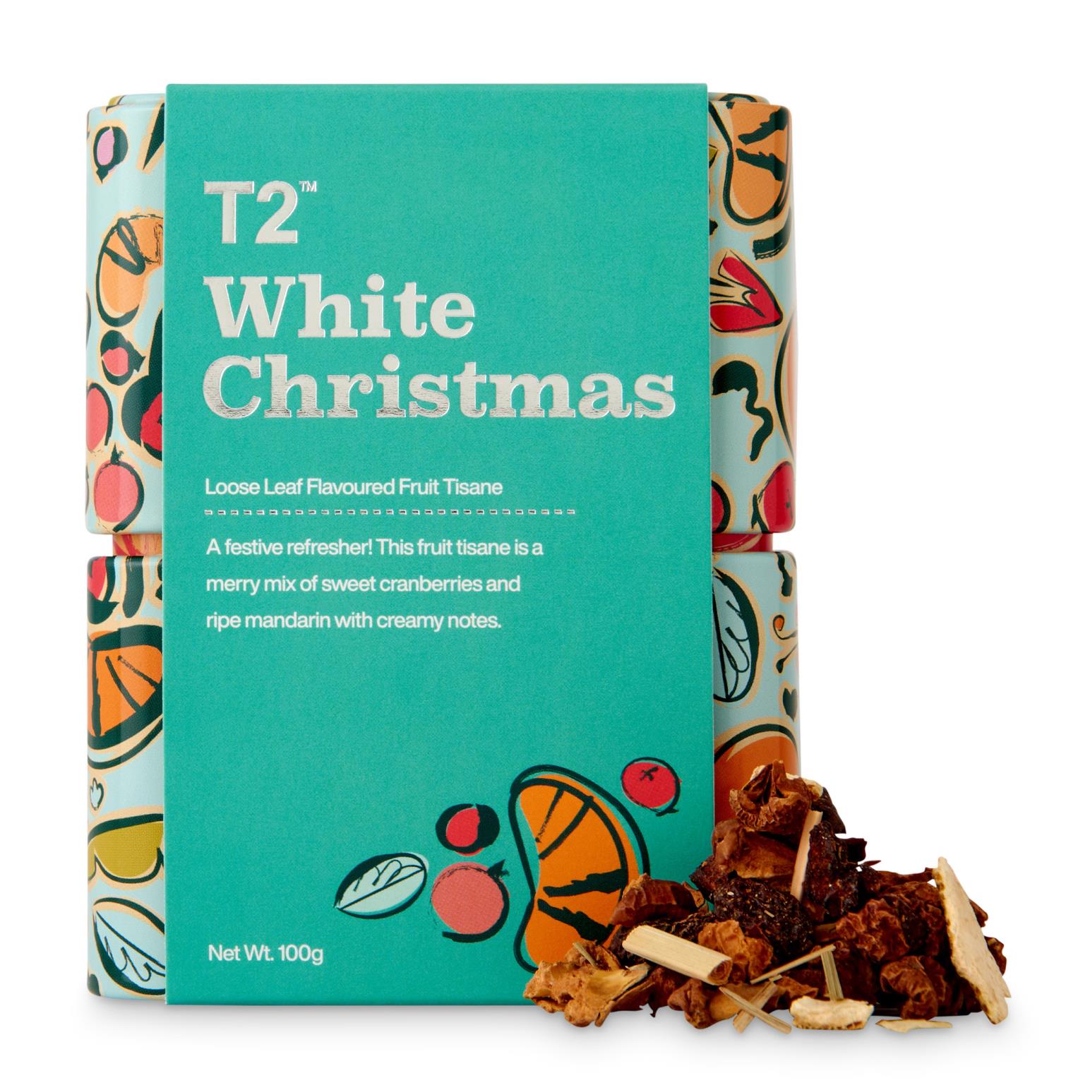 T2 White Christmas Flavoured Fruit Tisane Loose Leaf Tin 100g