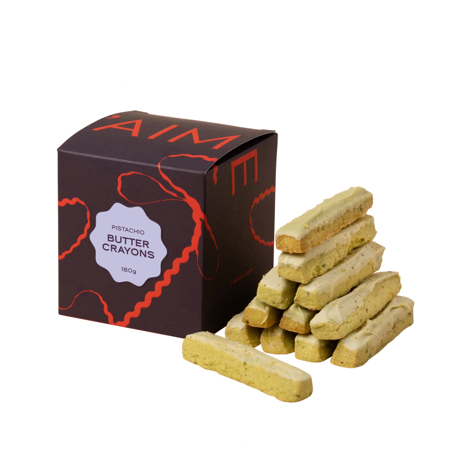 J'aime Confectionery Pistachio Butter Shortbread Crayons 180g