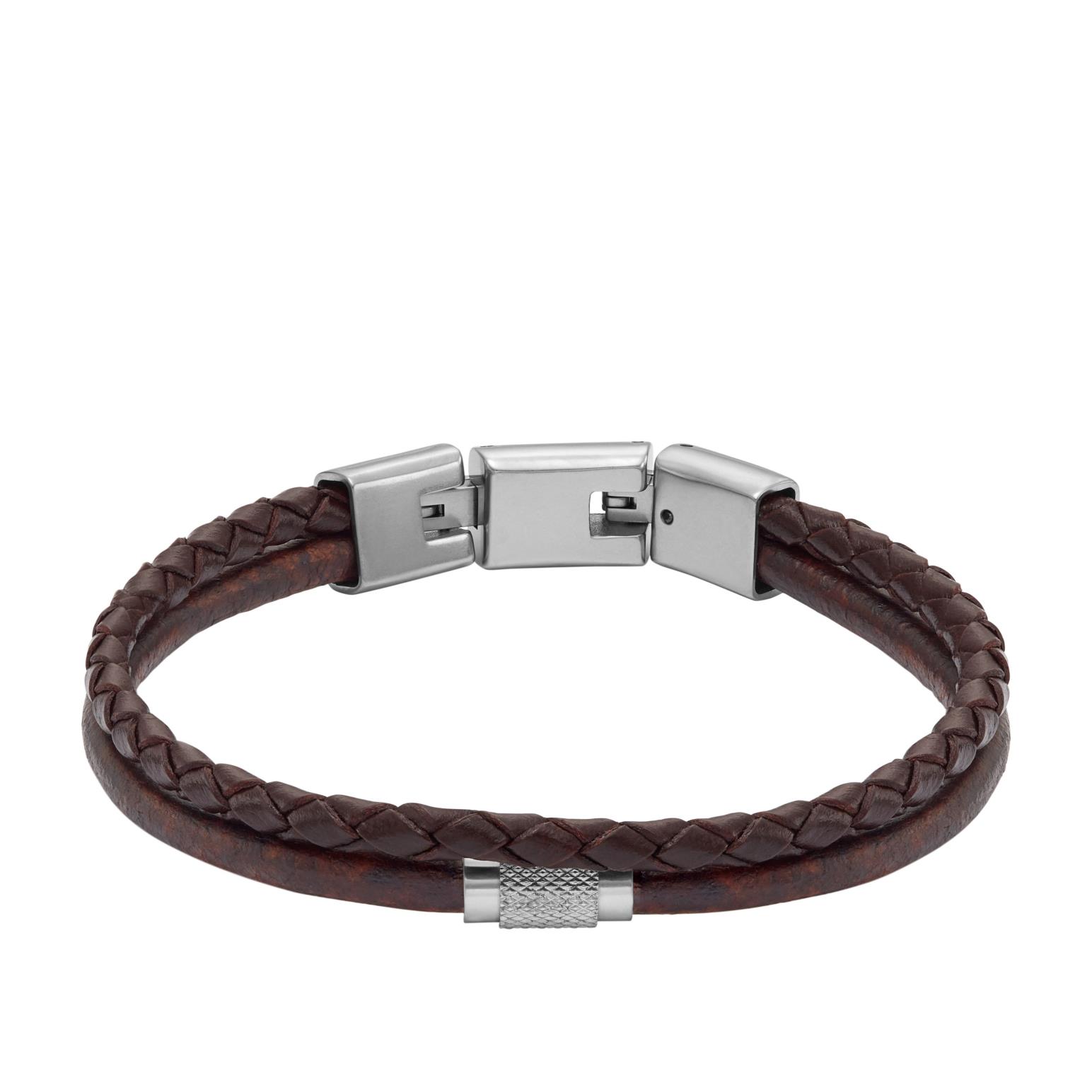 Fossil All Stacked Up Brown Leather Multi-Strand Bracelet