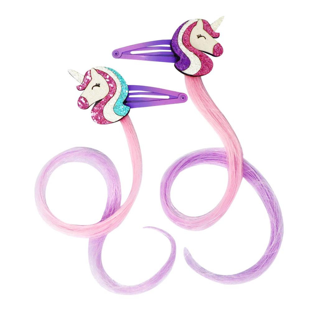 Pink Poppy Unicorn Hair Clips With Hair Extension