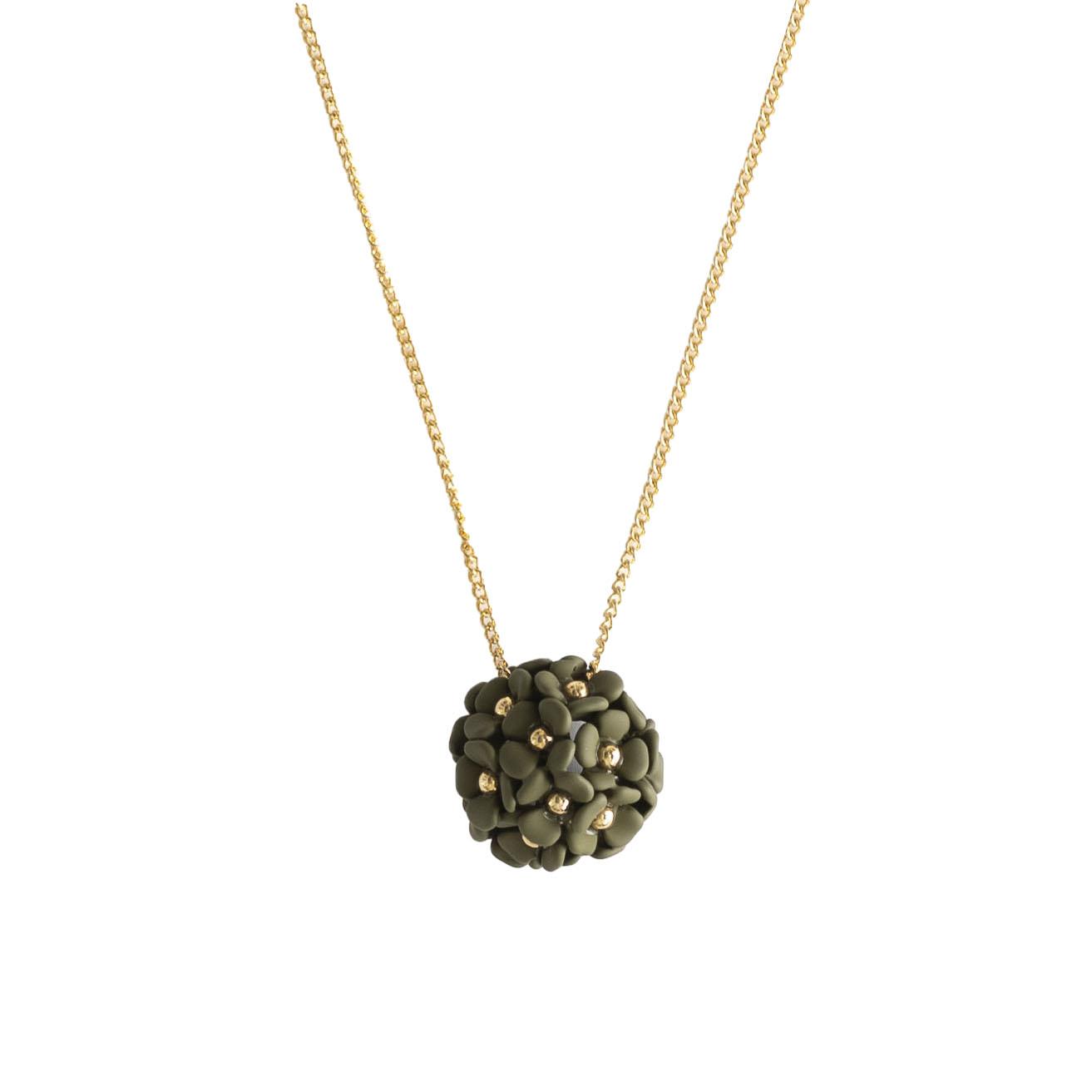 Stella + Gemma Necklace Large Ball Flower Martini Olive