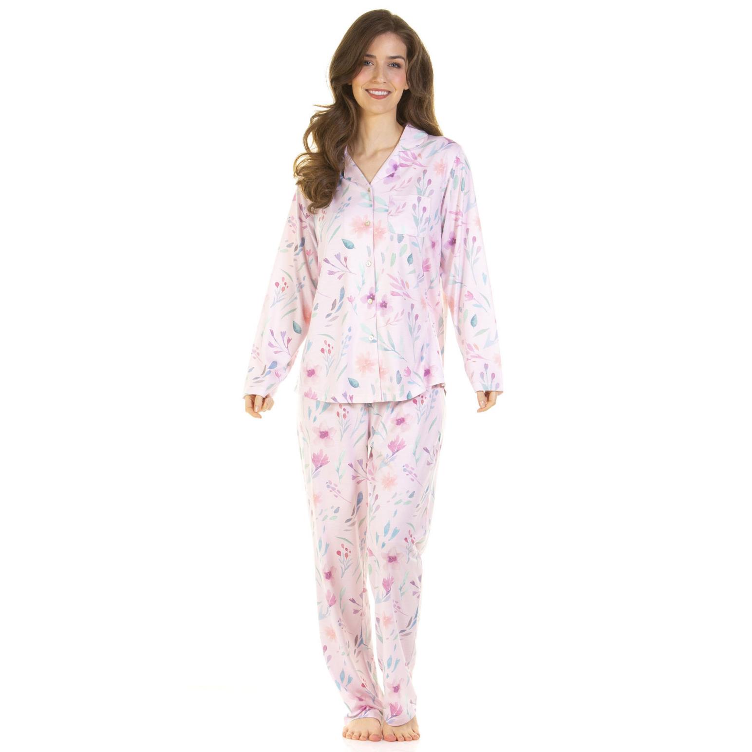 La Marquise Watercolours Cottonrich Long Sleeve Button Through Pyjamas