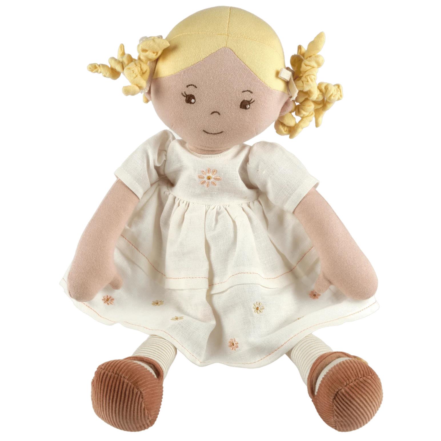 Priscy - Blonde Hair Doll with White Linen Dress