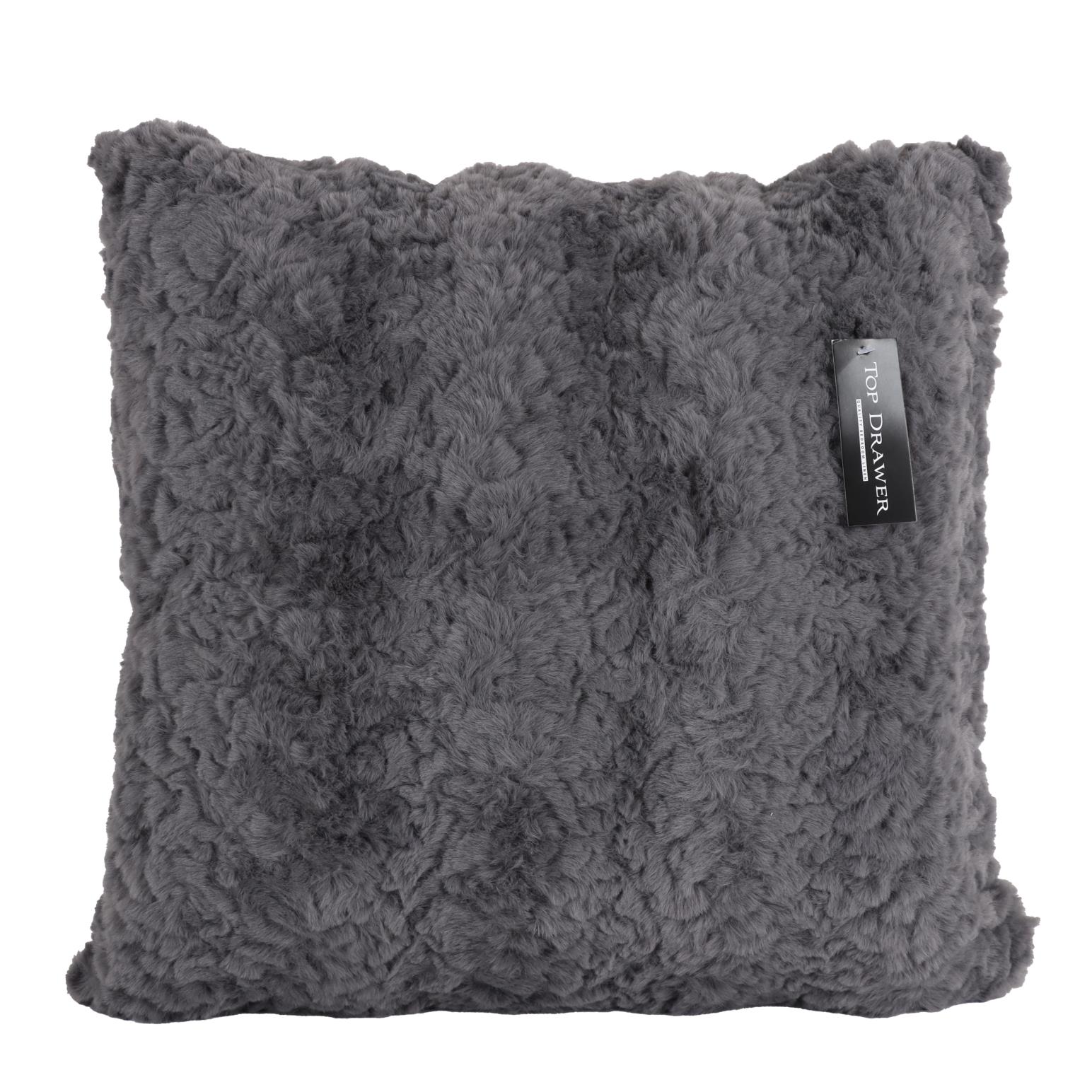 Top Drawer Faux Rabbit Fur Textured Cushion 45x45cm With Inner Winter Wolf