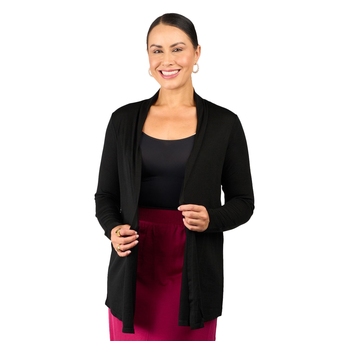 B Merino Waterfall Cardigan