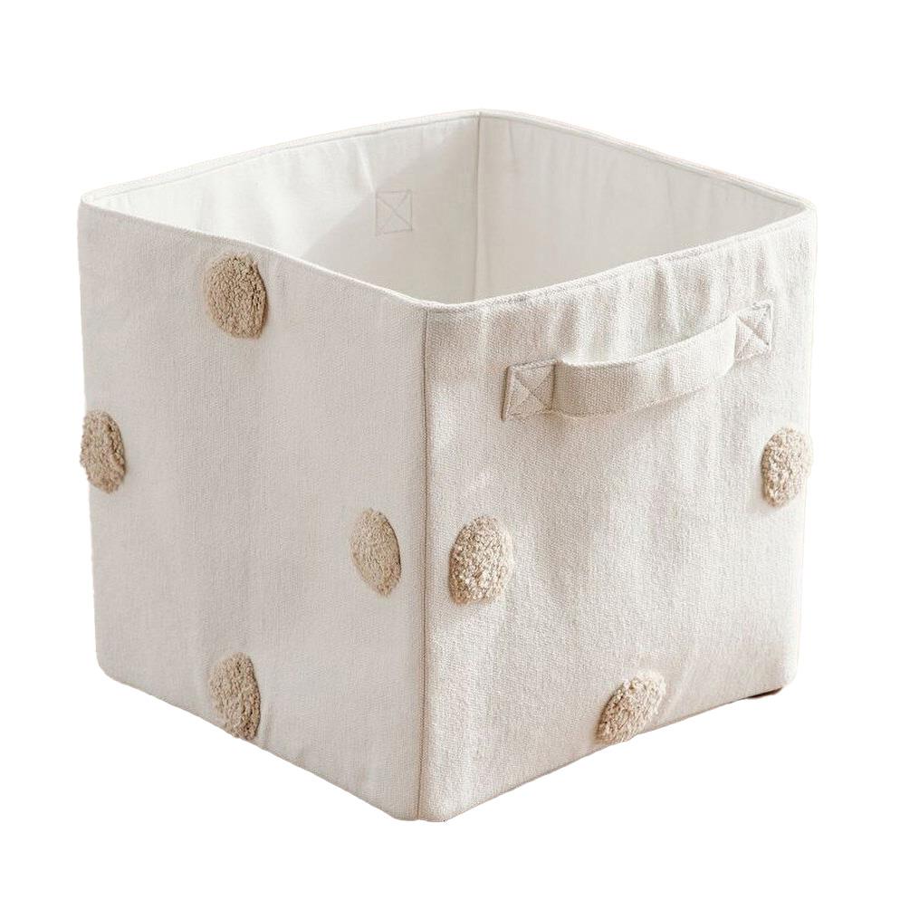 Pottery Barn Kids Embroidered Polka Dot Utility Cube Storage Oatmeal