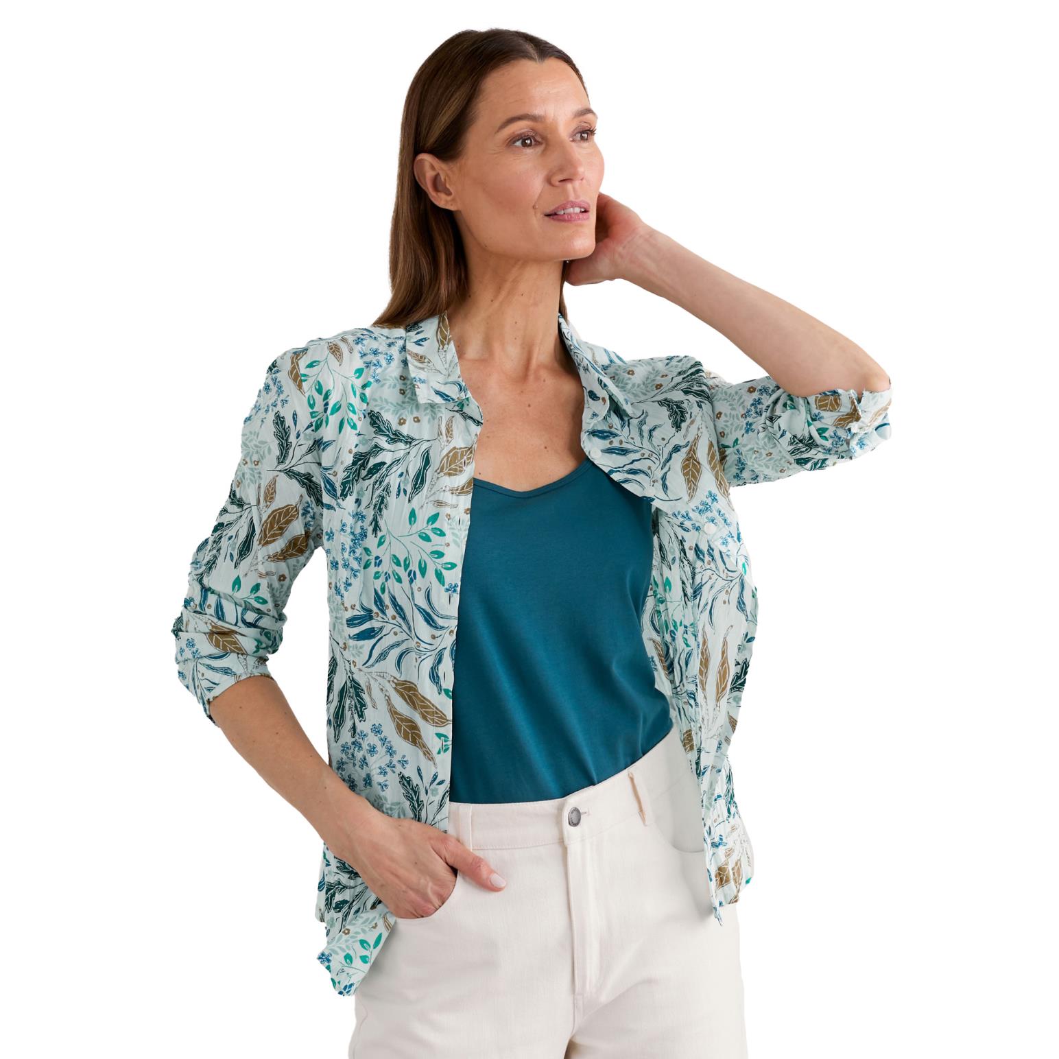 Seasalt Cornwall Larissa Shirt Riverbed Floral Chalk