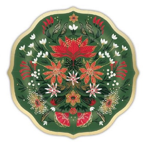 Punch Studio Christmas Garden Dessert Paper Plate Set of 8