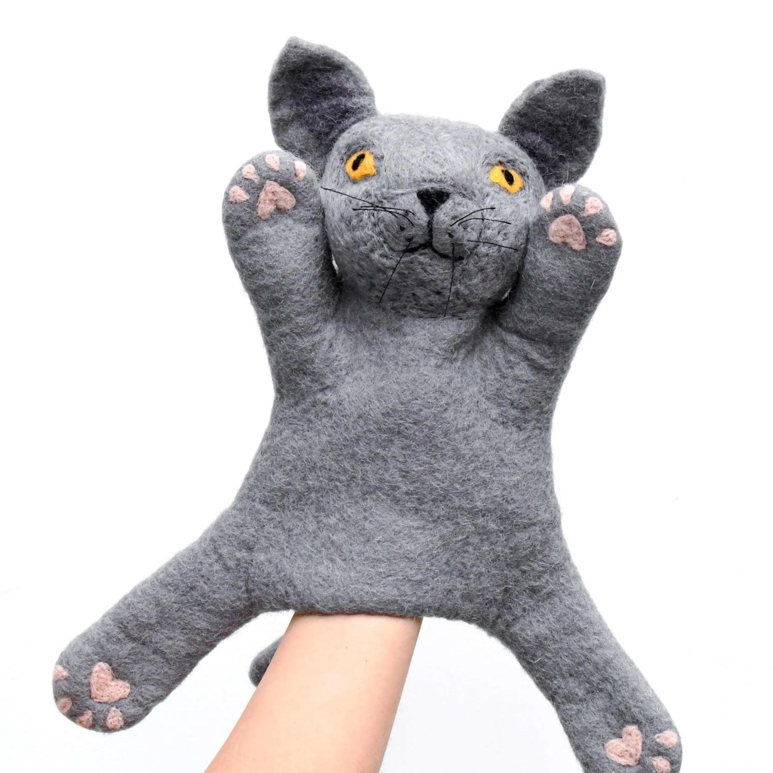 Tara Treasures Hand Puppet - British Shorthair Grey Cat