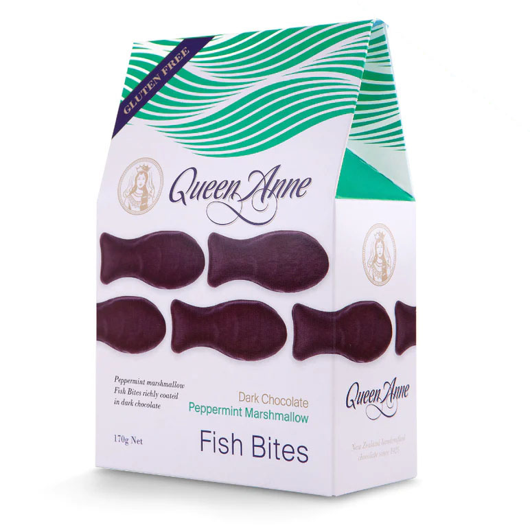 Queen Anne Dark Chocolate Peppermint Marshmallow Fish Bites 170g