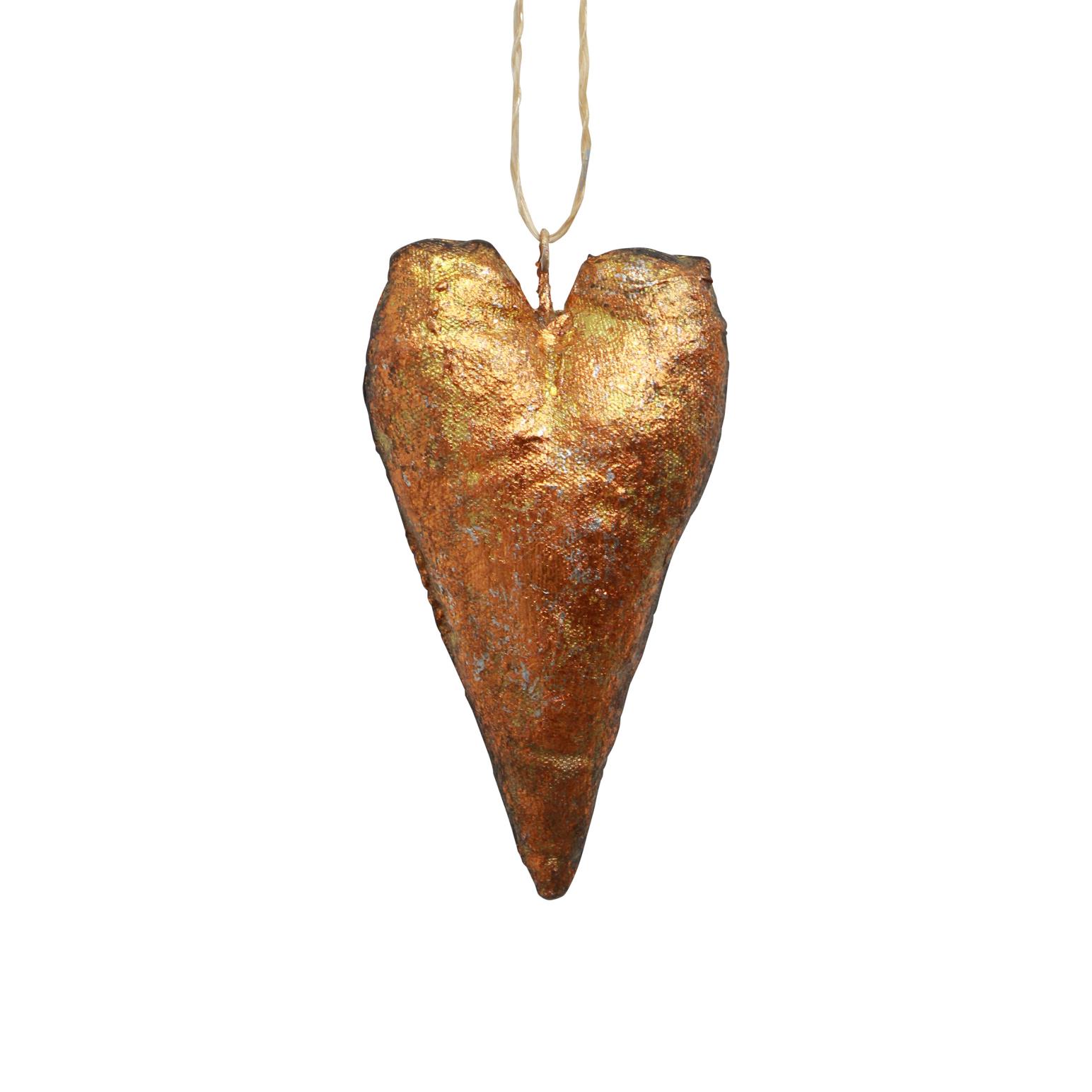 French Country Canvas Heart Gold Hanging Decoration