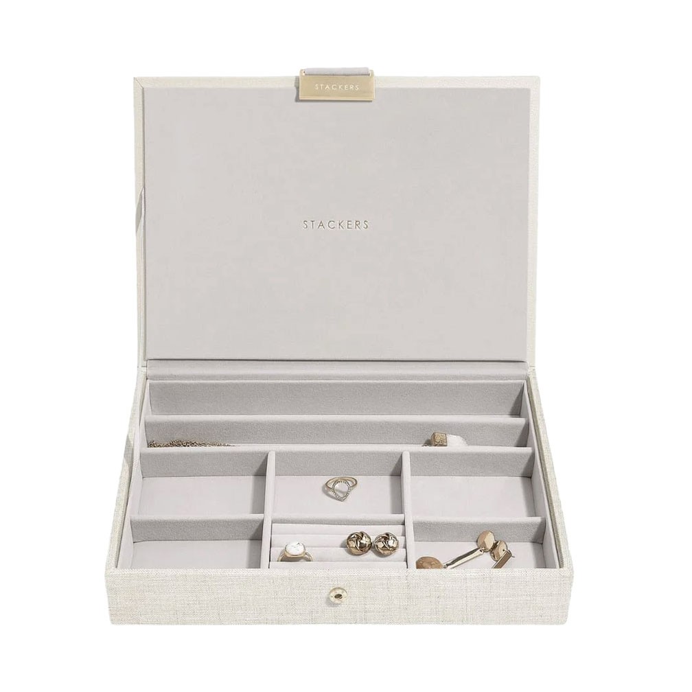 Stackers Classic Jewellery Box Lidded Oatmeal & Linen