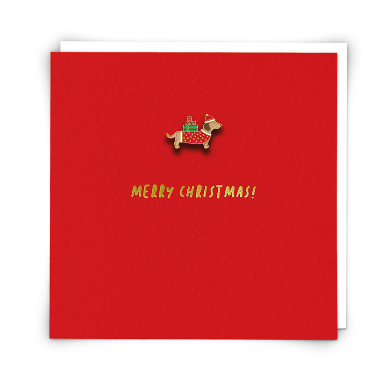 Xmas Sausage Dog Pin Card