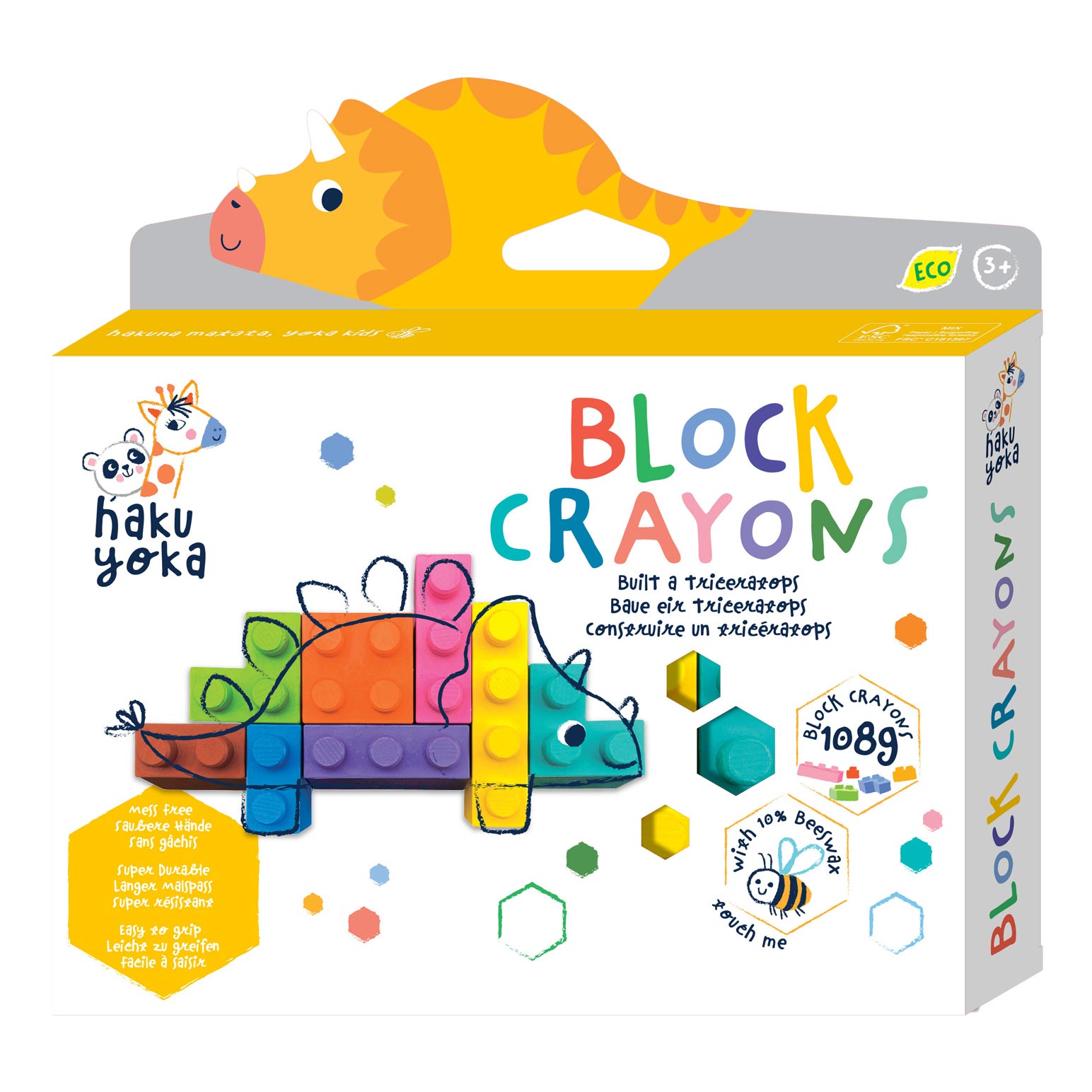 Haku Yoka Block Crayons Triceratops