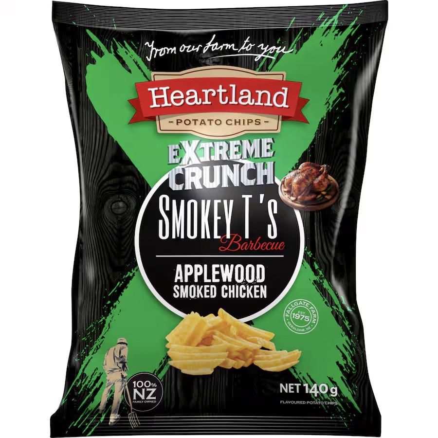 Heartland x Smokey T's Applewood Smoked Chicken Extreme Crunch Chips 140g