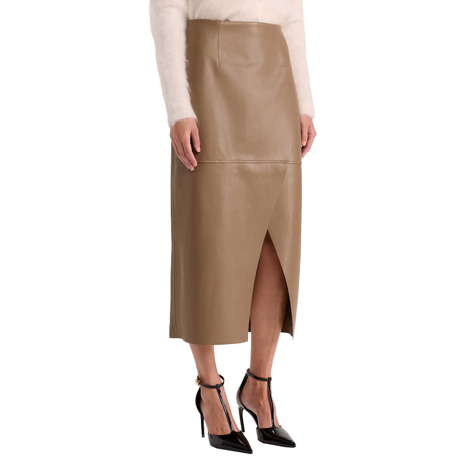 SABA Viv Faux Leather Wrap Midi Skt