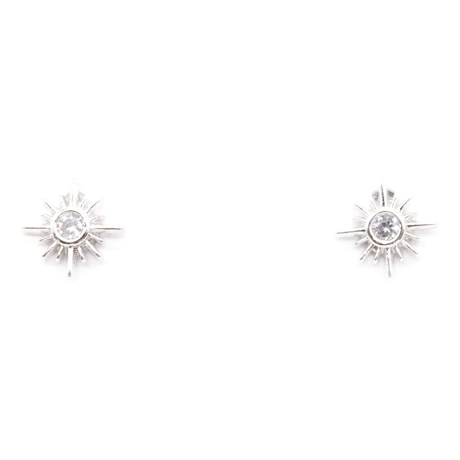 Stella + Gemma Earring Silver Sunshine Crystal Centre